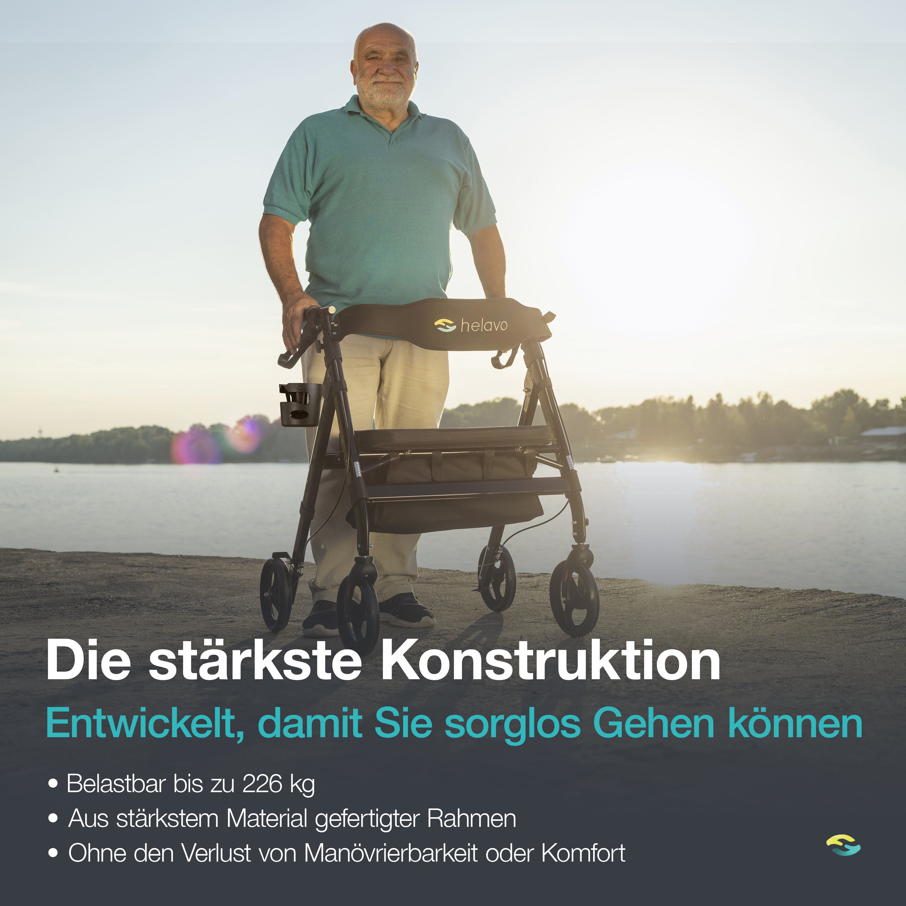 Schwerlastrollator Extra Breiter H1050 Schwarz