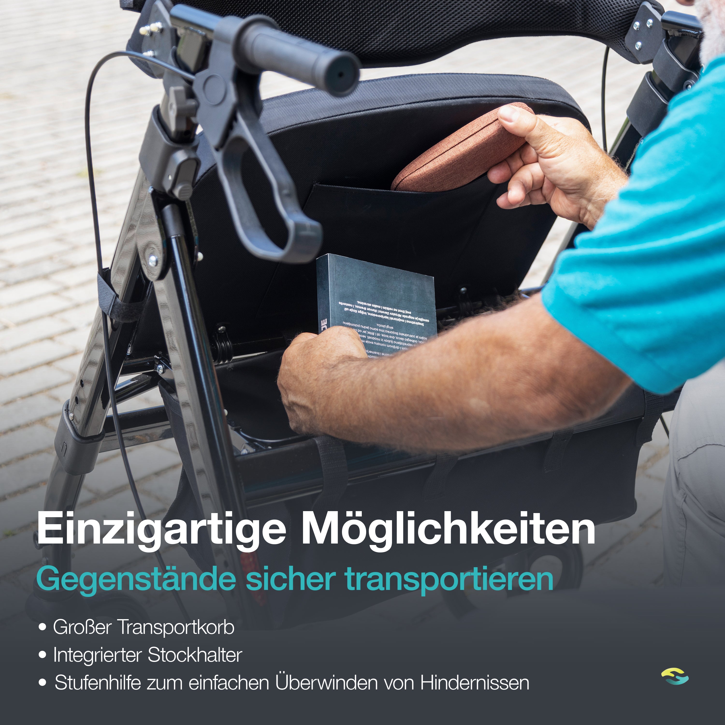 Schwerlastrollator Extra Breiter H1050 Schwarz