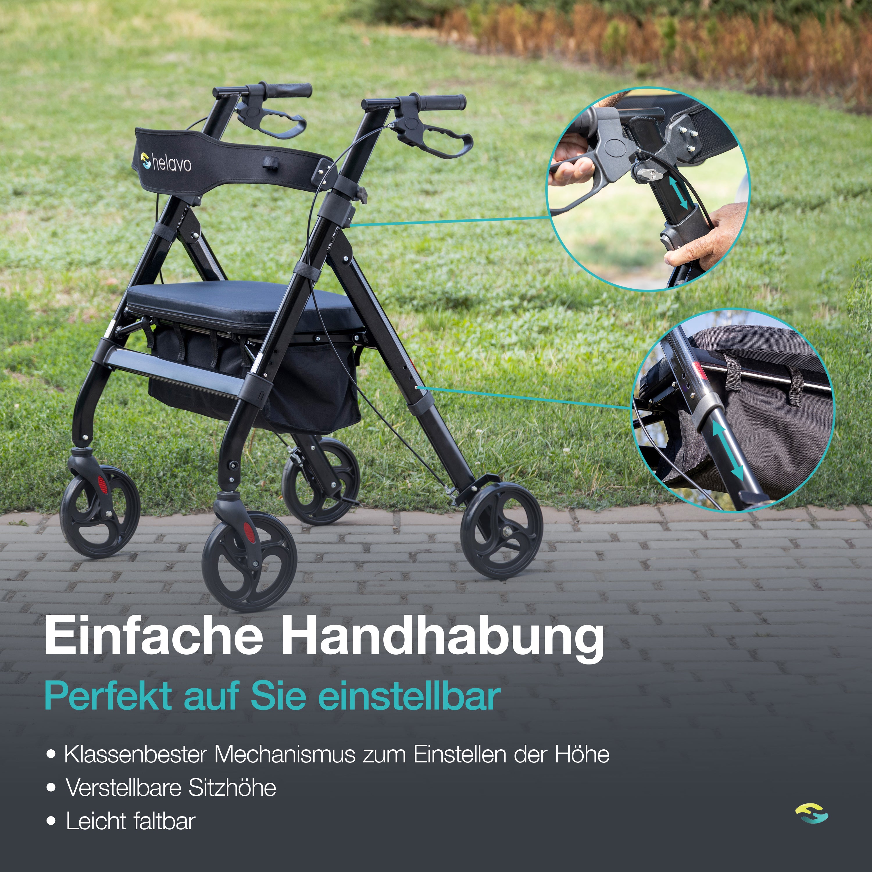 Schwerlastrollator Extra Breiter H1050 Schwarz