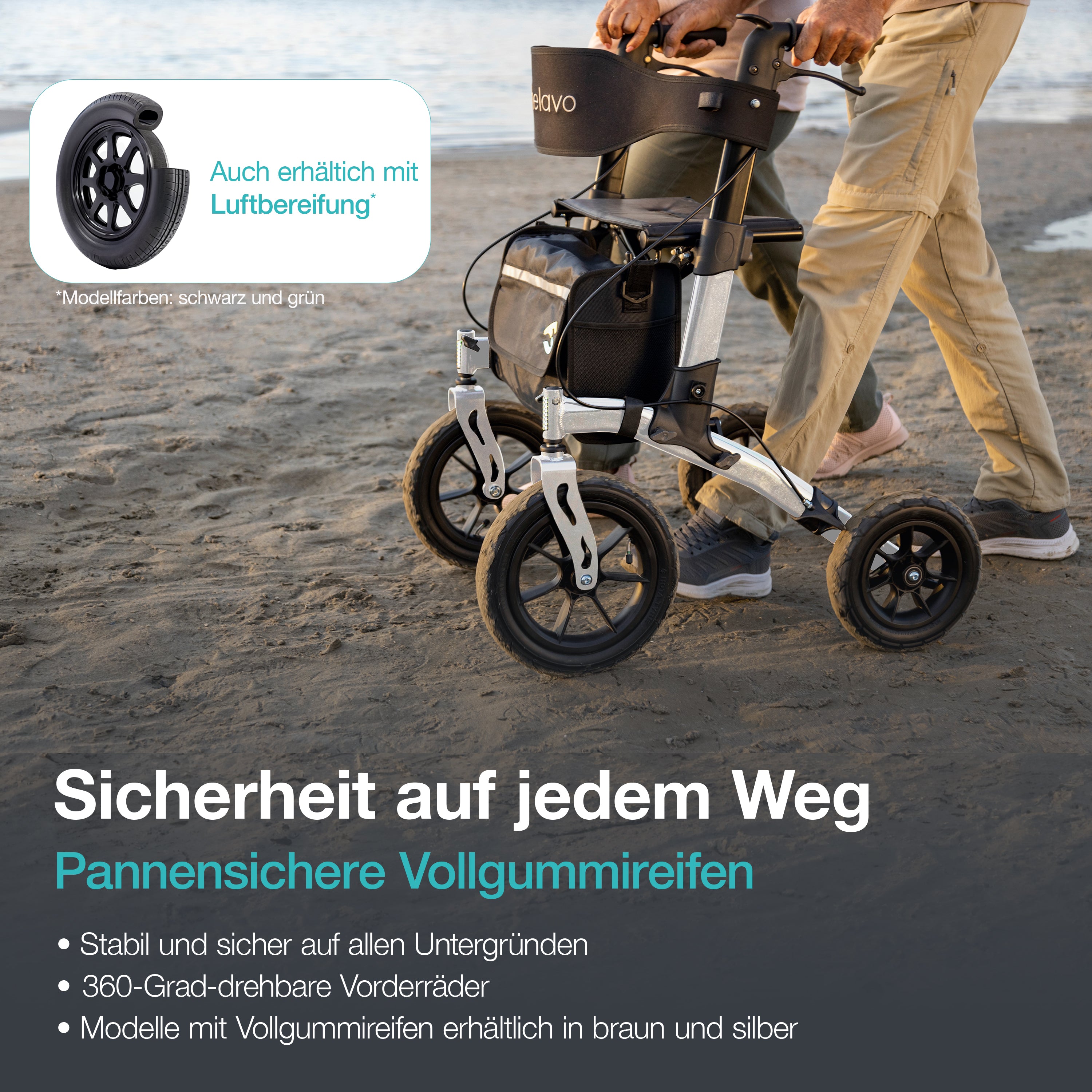 Outdoor-Rollator mit Pannensicheren Vollgummireifen H1140 Series