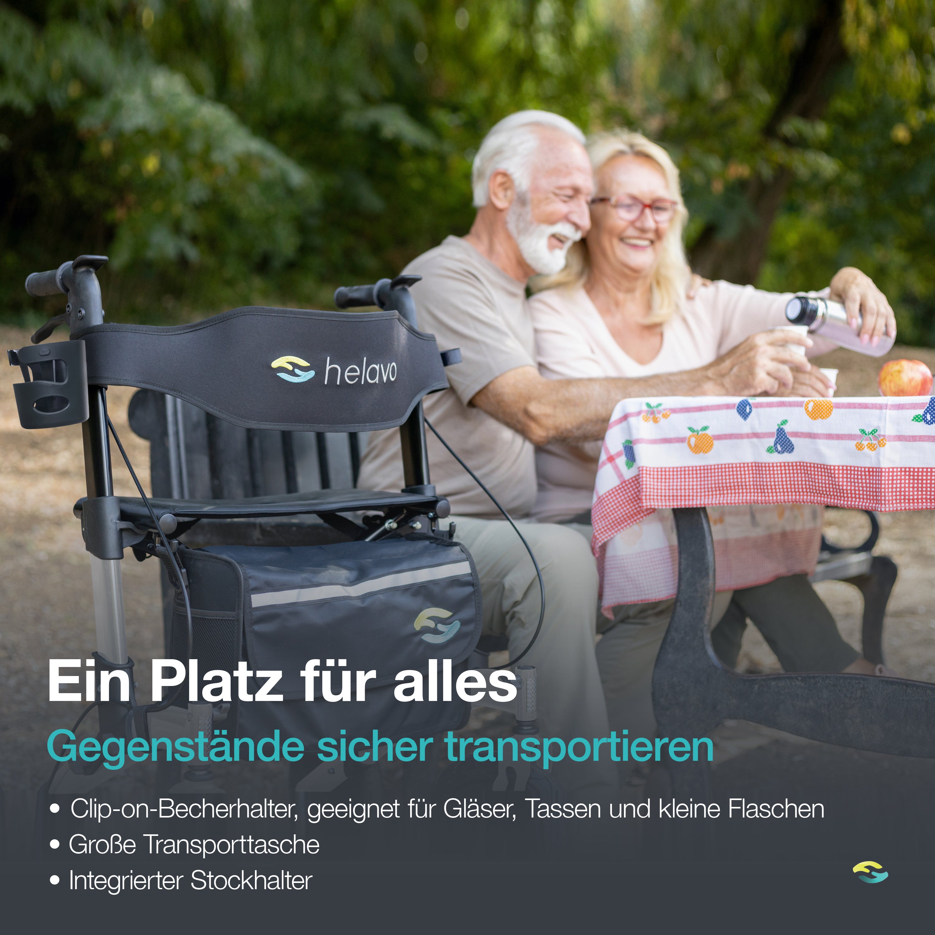 Outdoor-Rollator mit Pannensicheren Vollgummireifen H1140 Series Silber