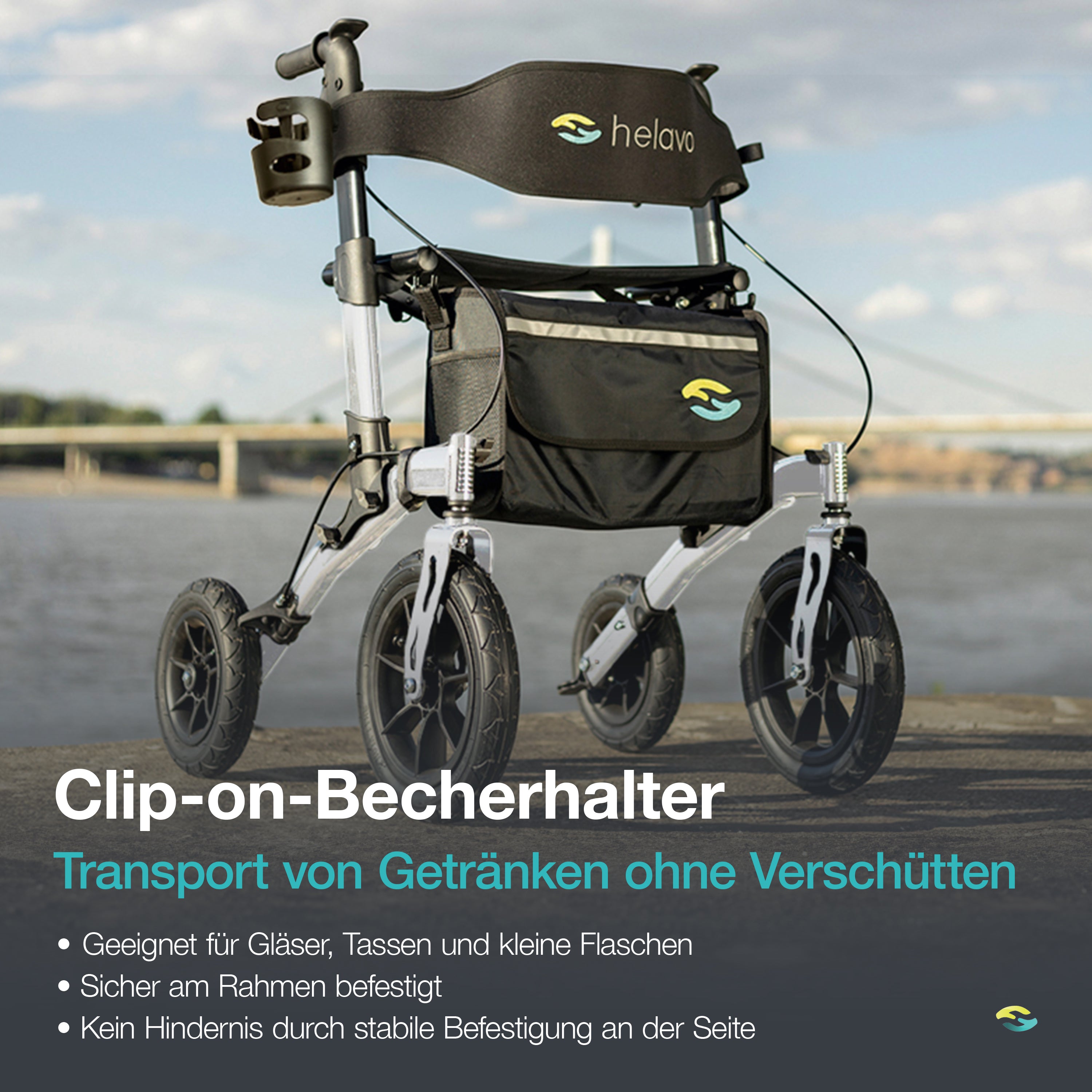 Outdoor-Rollator mit Pannensicheren Vollgummireifen H1140 Series Silber