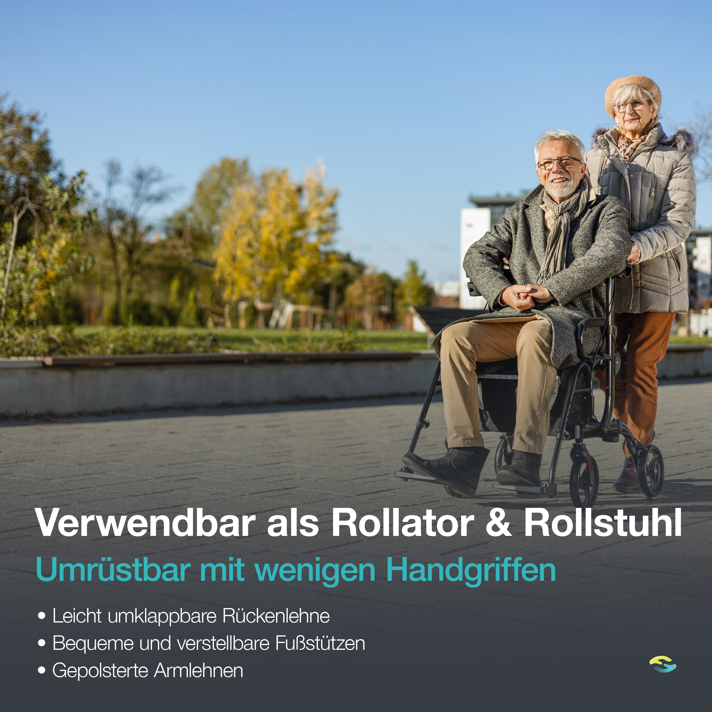 2 in 1 Rollator & Rollstuhl in Einem H1070 Schwarz