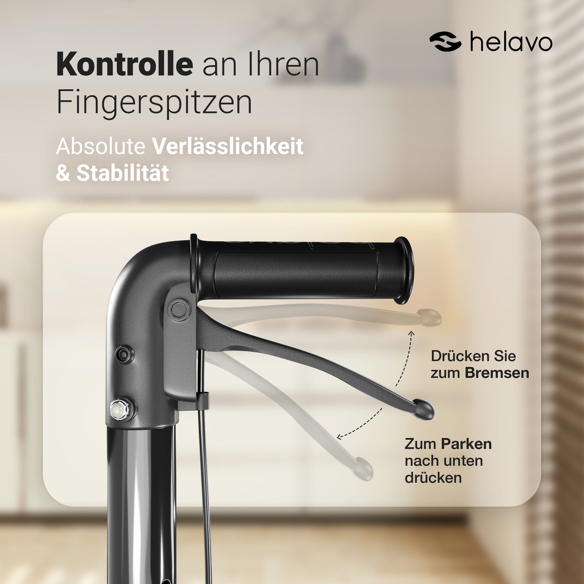 3 Räder Rollator Schmal mit Doppelten Vorderrädern H1080 Schwarz