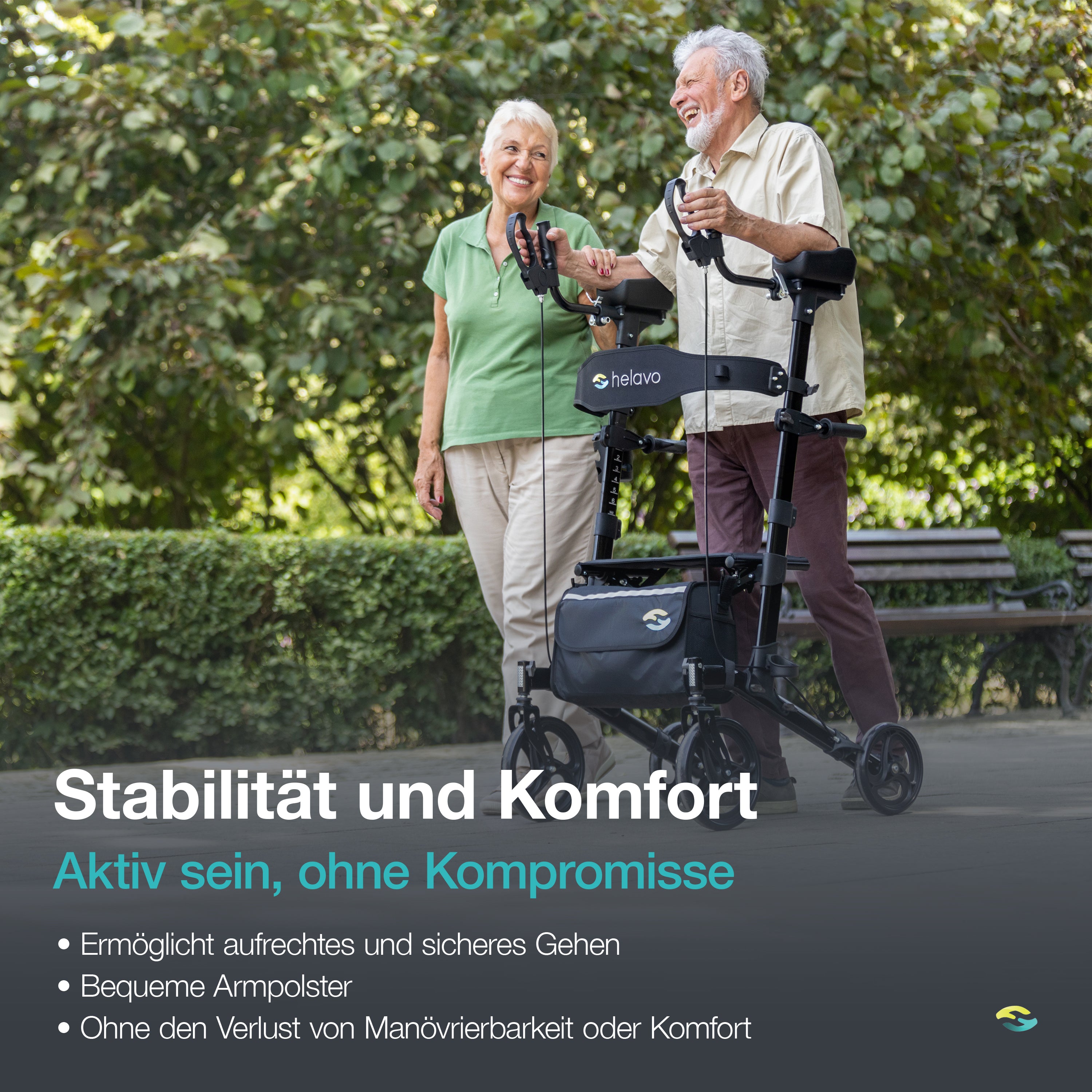 Arthritis-Rollator mit gepolsterten Unterarmstützen H1060 Schwarz