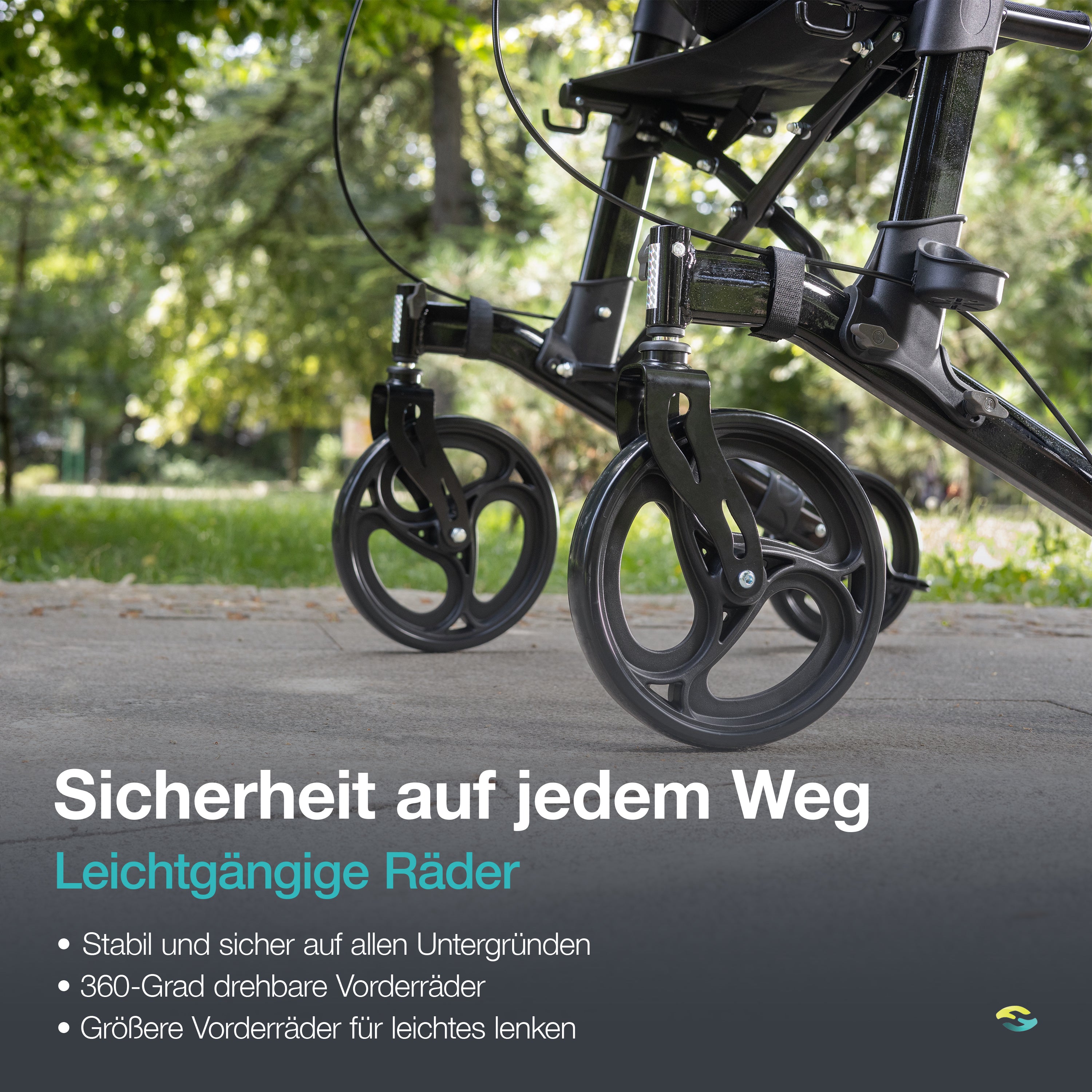 Arthritis-Rollator mit gepolsterten Unterarmstützen H1060 Schwarz