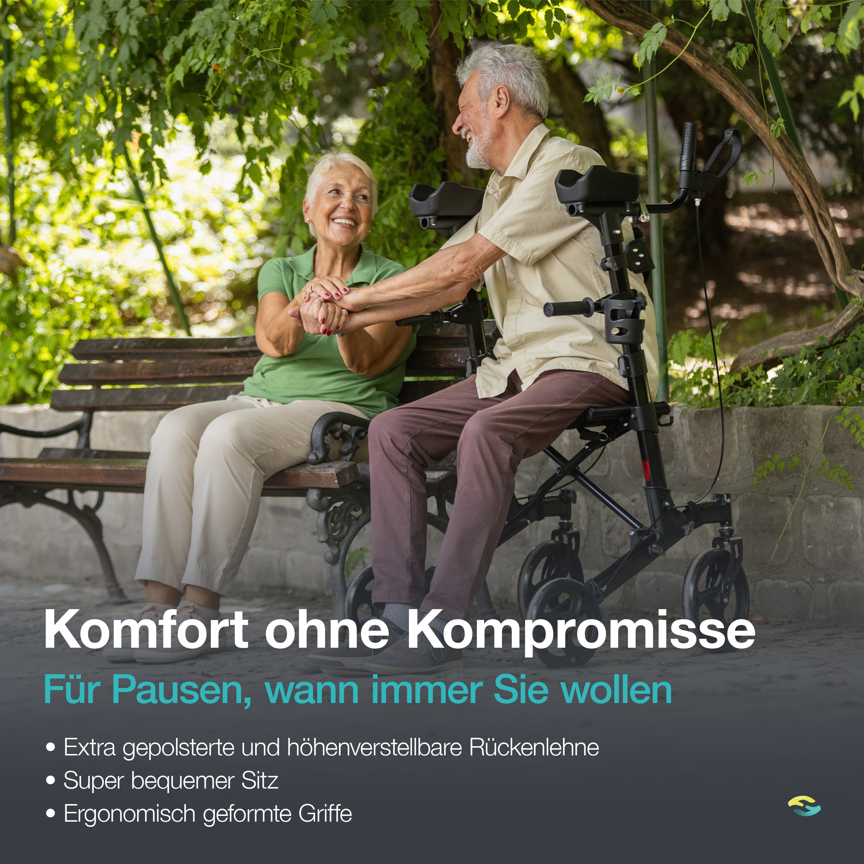 Arthritis-Rollator mit gepolsterten Unterarmstützen H1060 Schwarz