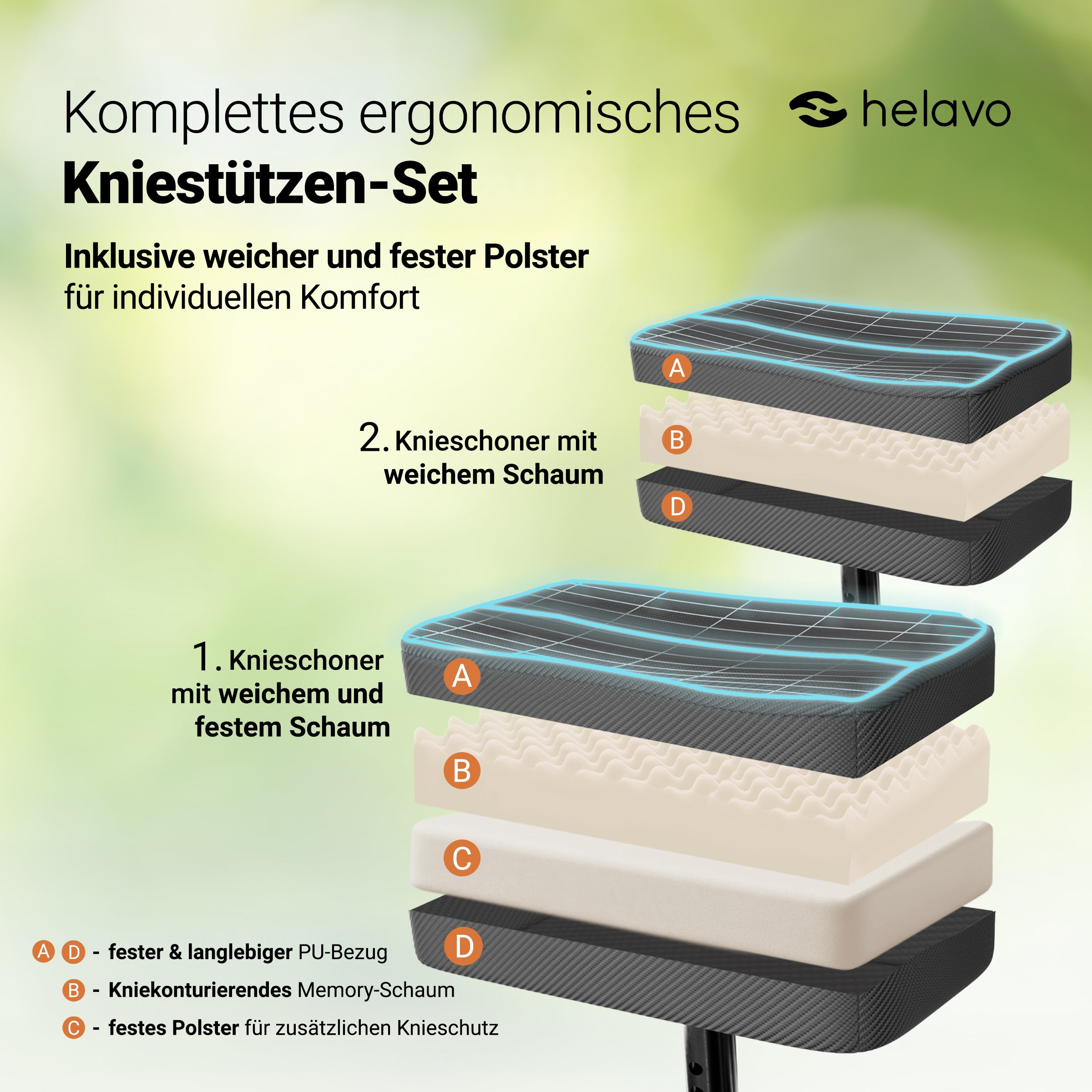 Orthopädischer Knierollator Ersatz für Krücken H1090 Grün