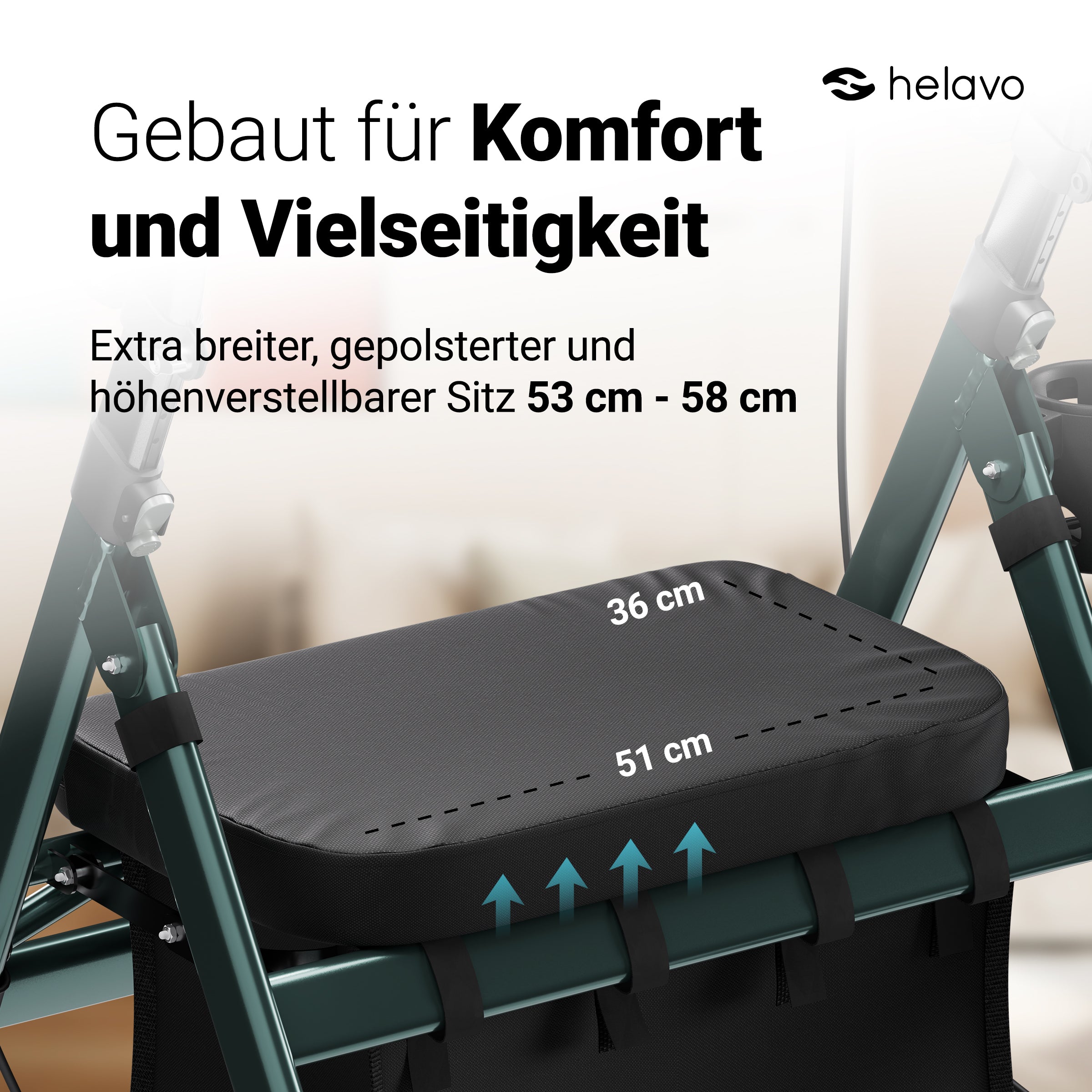 Extra breiter Schwerlastrollator Arthritis-Rollator mit Armauflagen H1360 Grün