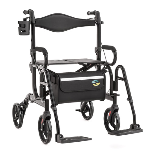 2 in 1 Rollator & Rollstuhl in Einem H1070 Schwarz