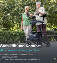 Helavo faltbarer Arthritis Rollator mit gepolsterten Unterarmauflagen - Leichter Aluminium Rollator mit weichen Armstützen und Sitz