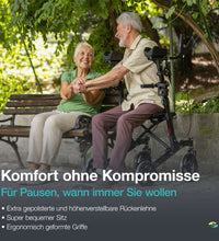 Helavo faltbarer Arthritis Rollator mit gepolsterten Unterarmauflagen - Leichter Aluminium Rollator mit weichen Armstützen und Sitz