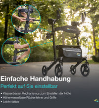 Helavo faltbarer Arthritis Rollator mit gepolsterten Unterarmauflagen - Leichter Aluminium Rollator mit weichen Armstützen und Sitz