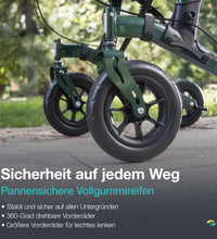 Helavo Outdoor Arthritis Rollator mit gepolsterten Unterarmauflagen - Rollator mit Pannensicheren Vollgummireifen für Draußen - Maximale Mobilität & Komfort im Außenbereich