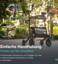 Helavo Outdoor Arthritis Rollator mit gepolsterten Unterarmauflagen - Rollator mit Pannensicheren Vollgummireifen für Draußen - Maximale Mobilität & Komfort im Außenbereich