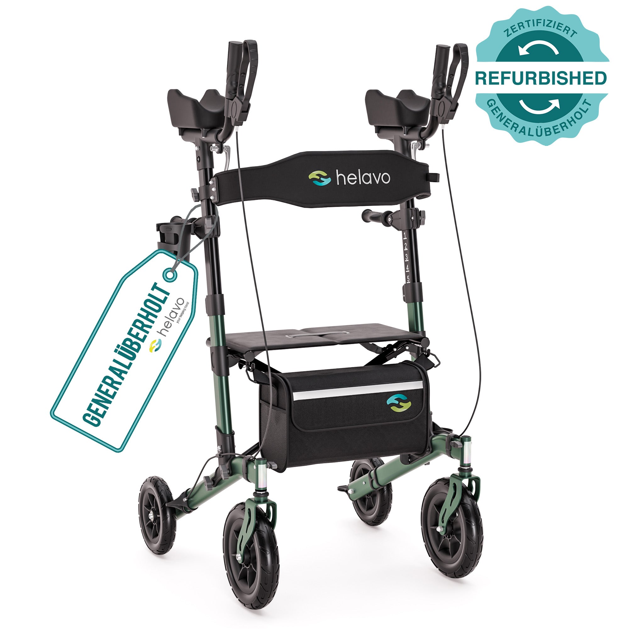 Generalüberholt  Outdoor-Arthritis-Rollator mit pannensicheren Vollgummireifen H1160 Grün