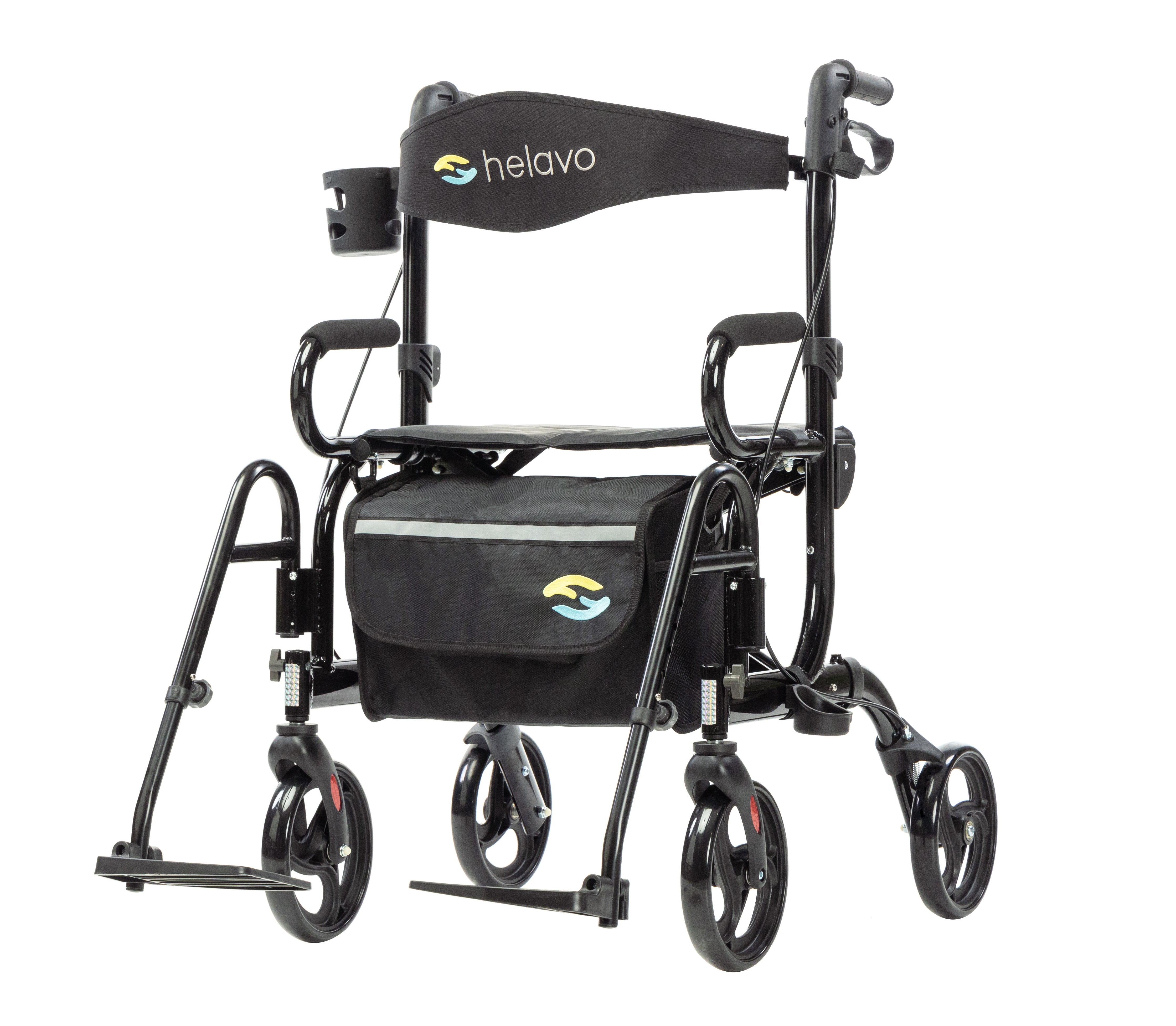 2 in 1 Rollator & Rollstuhl in Einem H1070 Schwarz