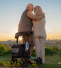 HELAVO faltbarer premium Rollator - Blau - Leichtgewicht aus Aluminium - maximale Mobilität in Wohnung und Outdoor