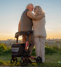 HELAVO faltbarer premium Rollator - Rot - Leichtgewicht aus Aluminium - maximale Mobilität in Wohnung und Outdoor