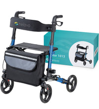 HELAVO faltbarer premium Rollator - Blau - Leichtgewicht aus Aluminium - maximale Mobilität in Wohnung und Outdoor